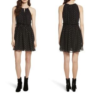 Joie Althia B Sleeveless Silk Chiffon Halter Dress Women’s M Black Silver $328